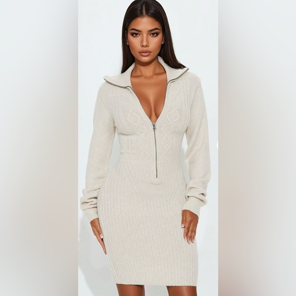 Eloise Sweater Mini Dress - Oatmeal -BNWT - Bundle & save :) - Picture 3 of 6